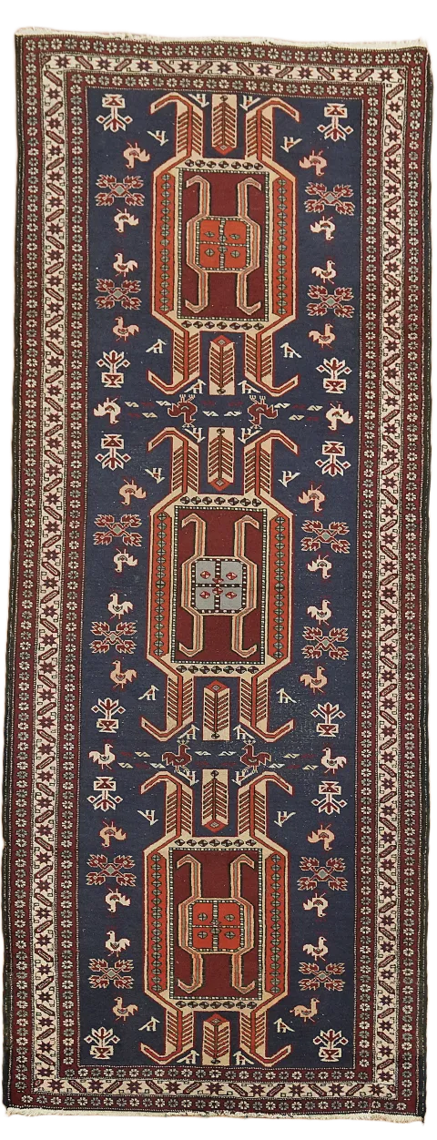 Vintage Ardebil Persian Runner Wool Rug 4x10