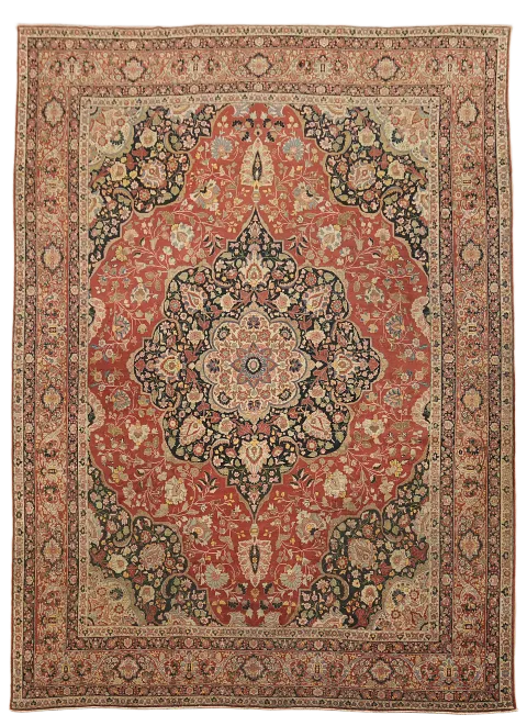 Pre-1900 Antique Vegetable Dye Tabriz Haj Jalili Persian Wool Area Rug 9x13