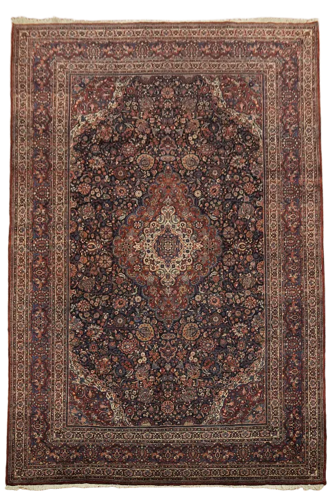 Vintage Blue Kashan Persian Large Wool Rug 11x17
