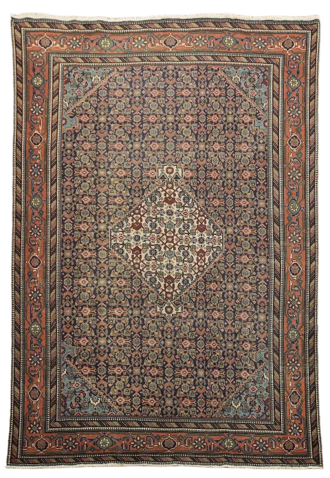 Vintage Wool Ardebil Persian Area Rug 7x10