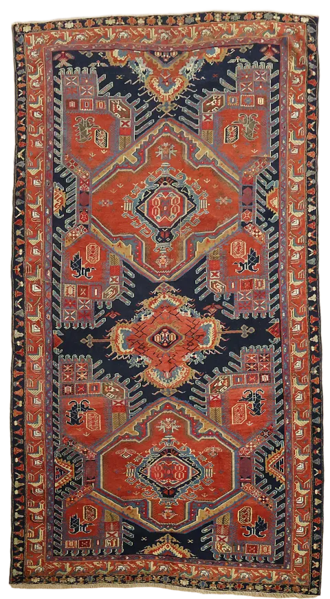 Pre-1900 Antique Karabagh Oriental Wool Area Rug 6x11