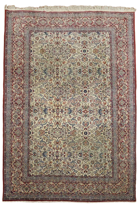 Antique Isfahan Persian Wool Area Rug 7x11