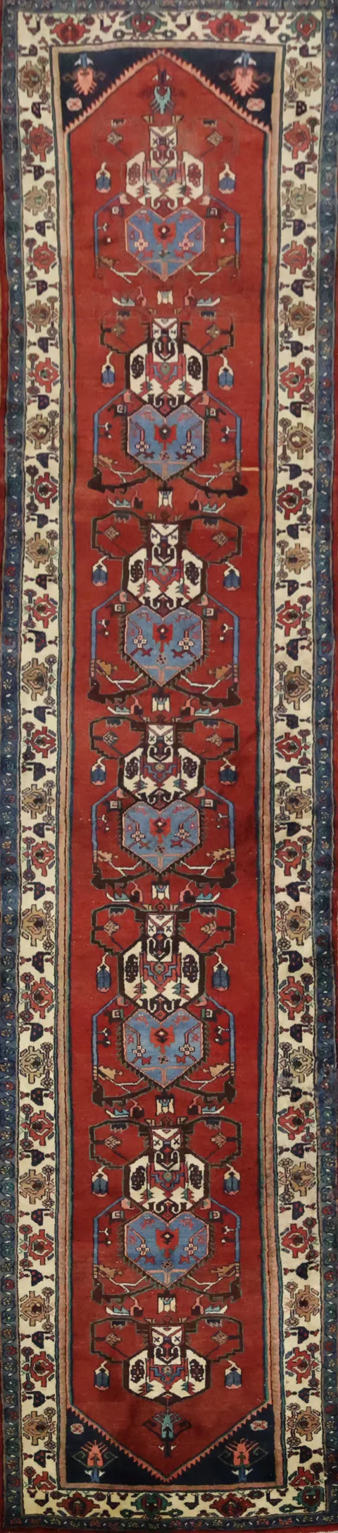 Vintage Hamedan Persian Long Runner Rug 4'x16'