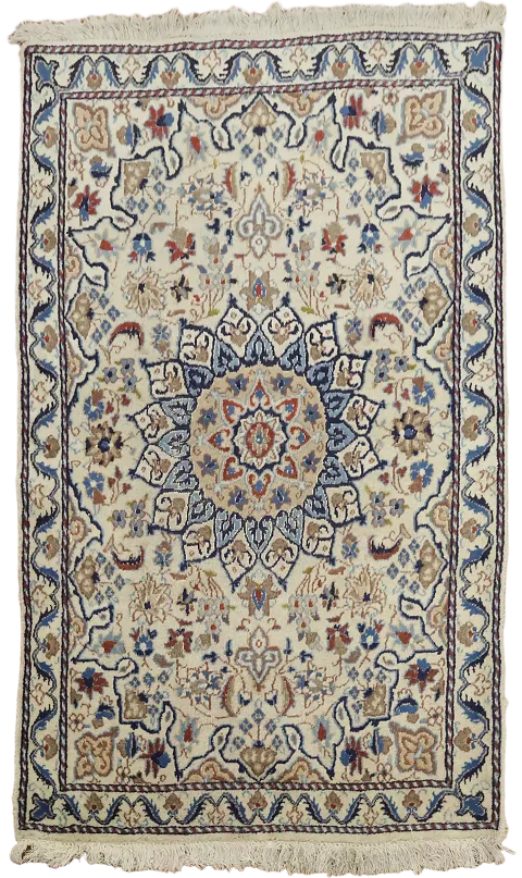 Vintage Floral Ivory Nain Persian Rug 3x5