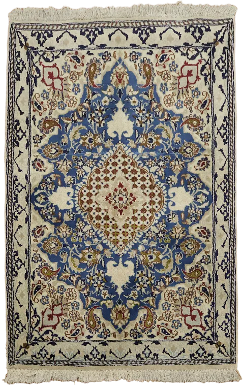 Nain Persian Rug with Rich Blue and Ivory Detailing 3'x4'