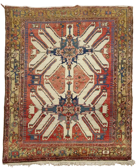 Elegant Vintage gharajeh Persian Rug with Intricate Geometric Design 5x6 ft