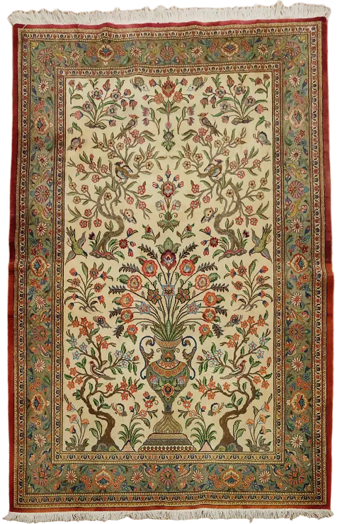 Tree Of Life Master-Piece Qum Persian Floral Rug 5x7