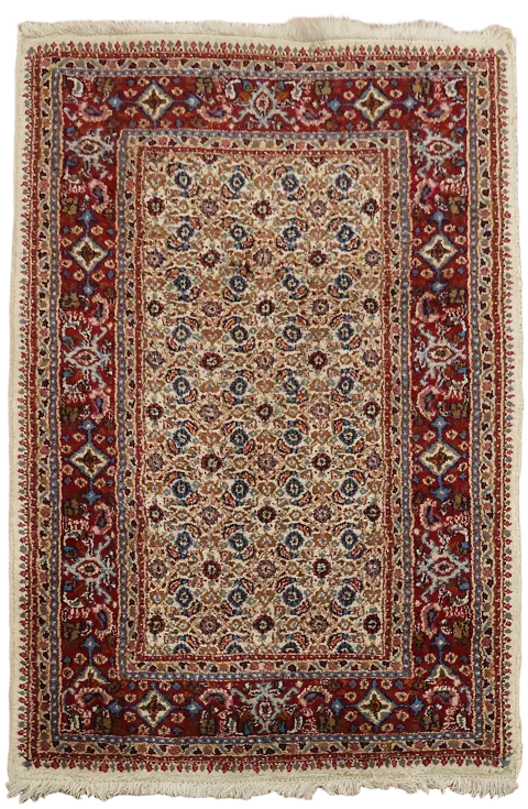 Vintage Traditional Persian Rug with Red and Beige Intricate Design 3'x4'
