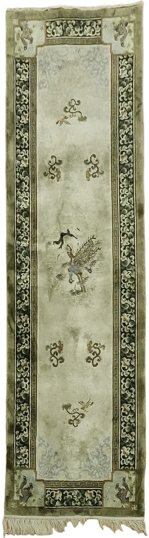 Vintage Silk Art Deco Chinese Runner Rug 2x8