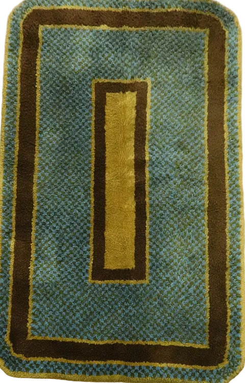 Blue Vintage Rya Oriental Wool Area Rug 5x8