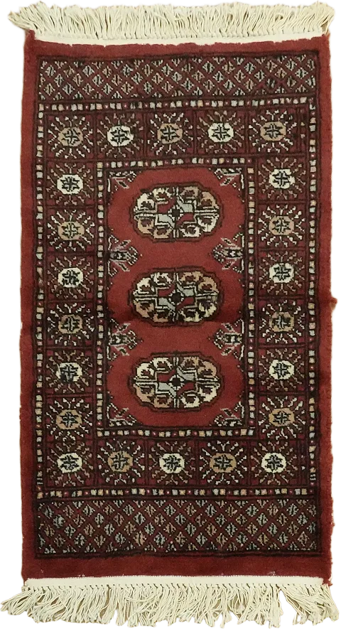 Traditional Geometric Red Handmade Bokhara Rug 2x3 ft