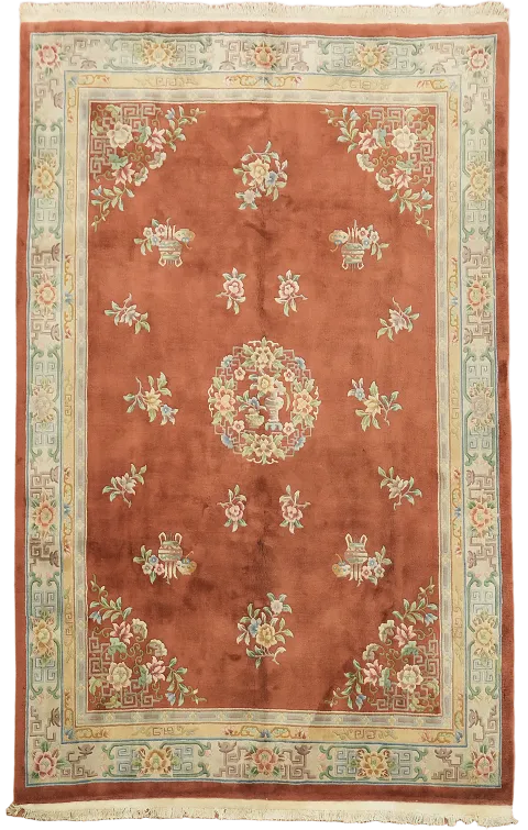 Vintage Wool Art Deco Chinese Area Rug 9x12