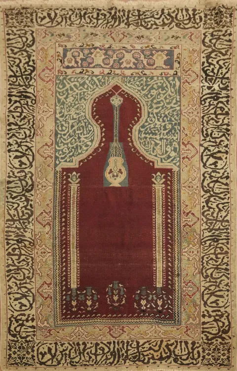 Pre-1900 Antique Sivas Turkish Wool Rug 4x6