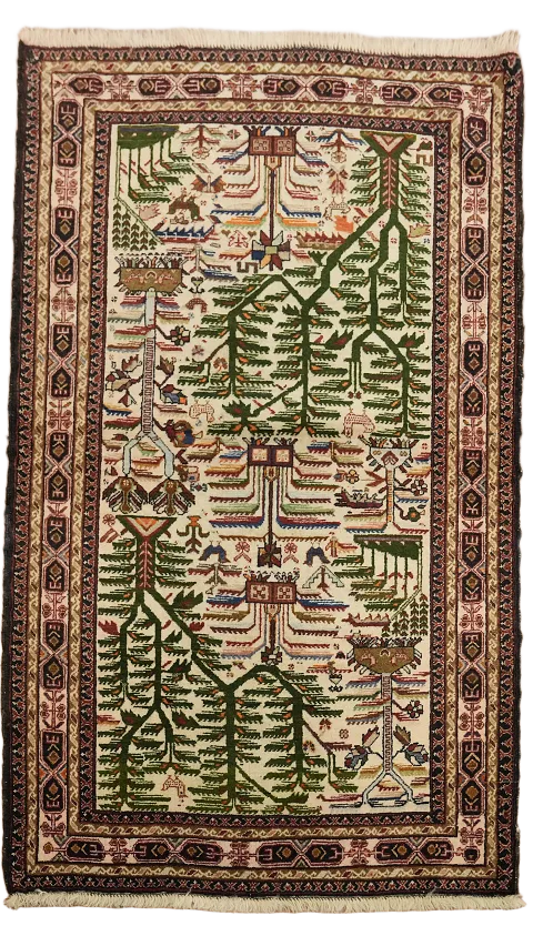 Geometric Wool Balouch Persian Rug 3x4