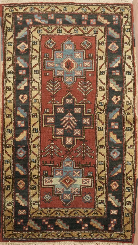Antique Heriz Serapi Persian Wool Rug 3x4