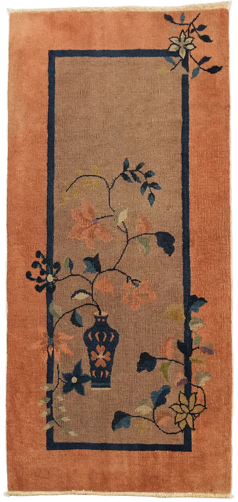 Old Vintage Art Deco Chinese Wool Rug 3x4