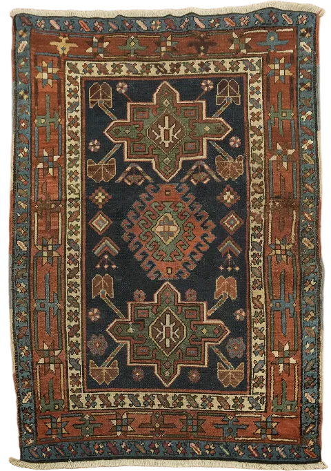 Pre-1900 Antique Heriz Serapi Persian Wool Rug 3x4