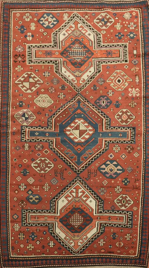 Pre-1900 Antique Kazak Oriental Wool Rug 3x6