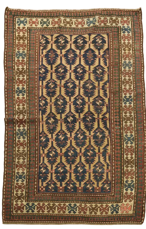 Pre-1900 Antique Caucasian Oriental Wool Rug 4x6