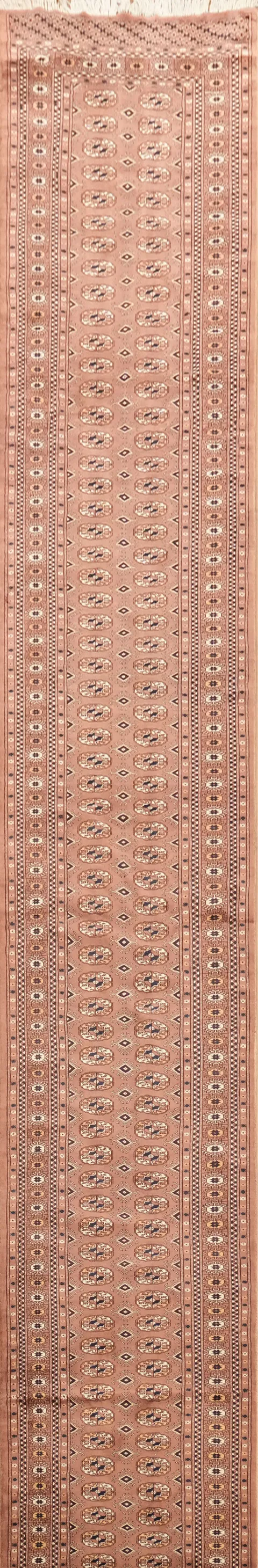 Vintage Geometric Bokhara Oriental Runner Wool Rug 3x18