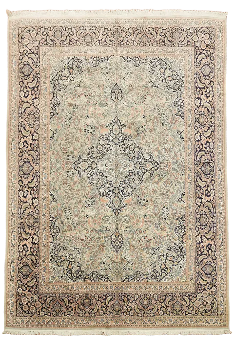 Vintage Silk Floral Kashmir Oriental Large Rug 10x14