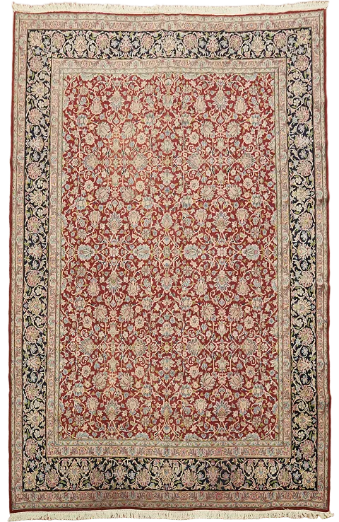 Vintage Floral Wool Kerman Persian Large Rug 10x14