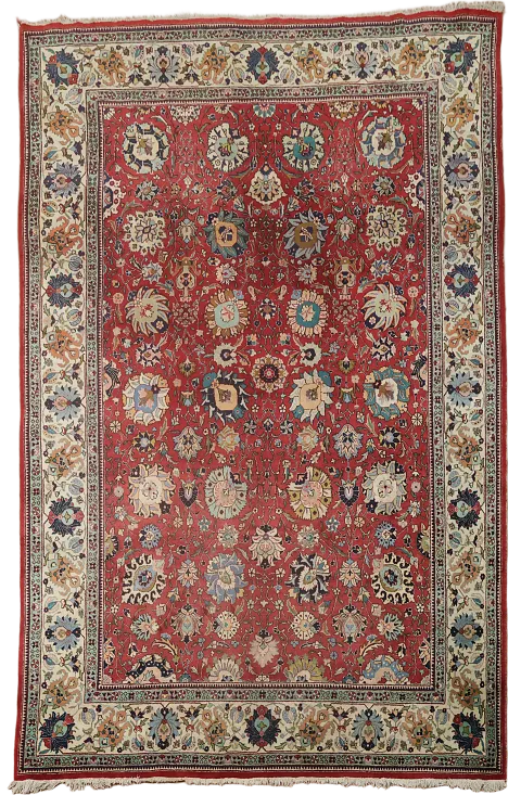 Vintage Floral Wool Tabriz Persian Rug Area 9x12