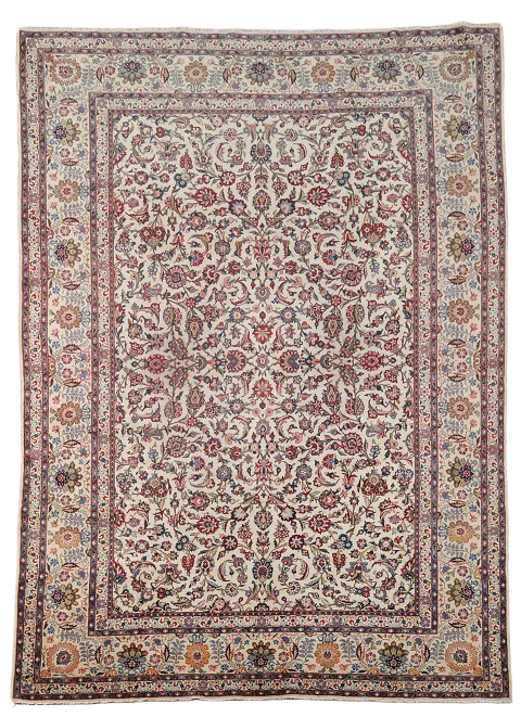 Vintage Wool Floral Kashan Persian Area Rug 10x13