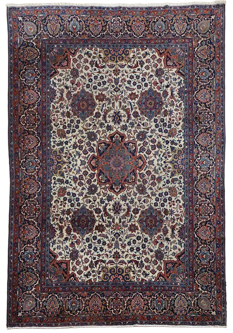 Vintage Wool Floral Kashan Persian Area Rug 6x9