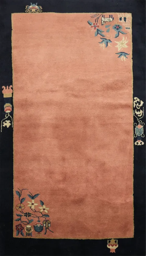 Vintage Wool Art Deco Chinese Rug 3x5