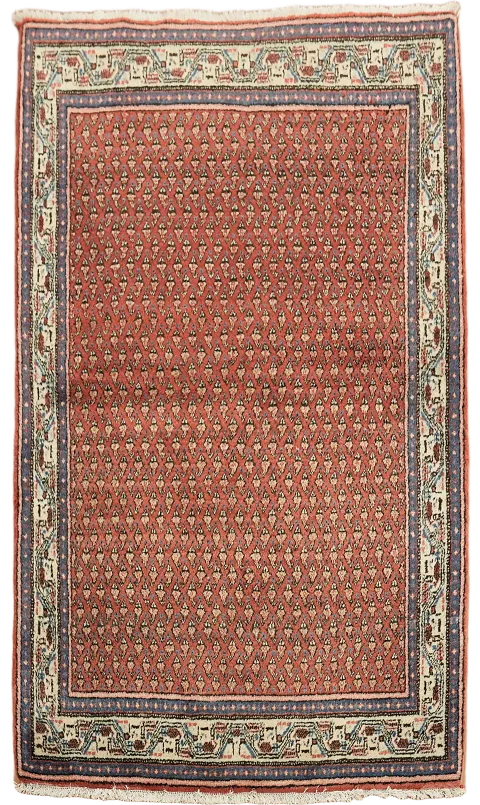 Vintage All Over Wool Botmire Persian Rug 4x5