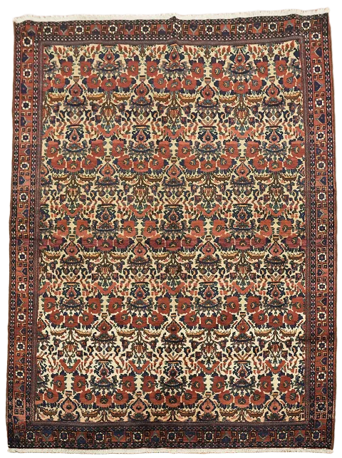 Vintage Wool Bakhtiari Persian Rug 5x7