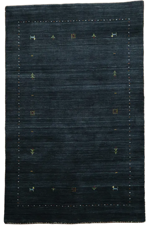Deep Blue Gabbeh Tribal Wool Rug 4x6 ft