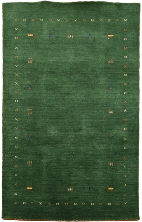 Rich Emerald Green Gabbeh Rug with Delicate Handcrafted Traditional Motifs 4'x6'