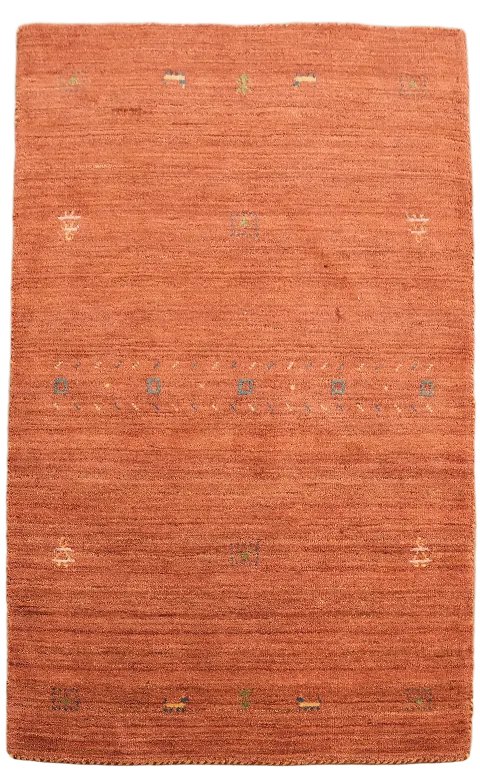 Deep Orange Hand-Knotted Gabbeh Rug with Tribal Accents and Patterns 3'x5'