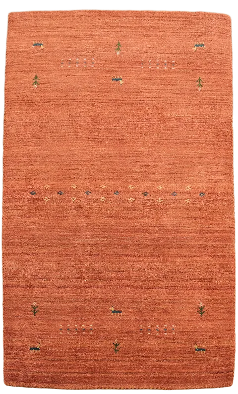 Vibrant Orange Terracotta Gabbeh Foyer Rug 3x5
