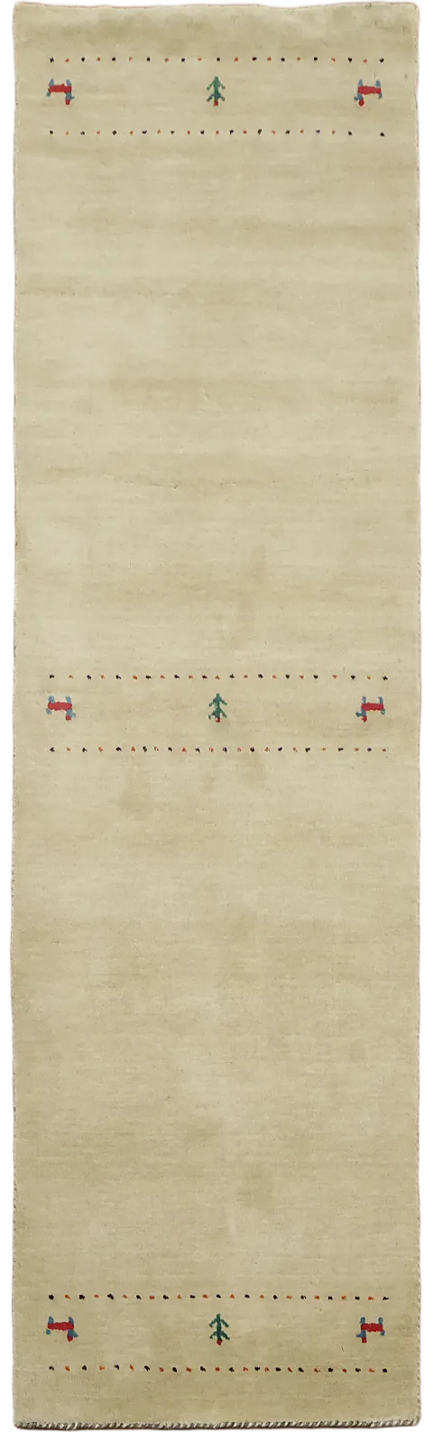 Stylish Beige Runner with Artistic Tree and Animal Accents 3'x8'