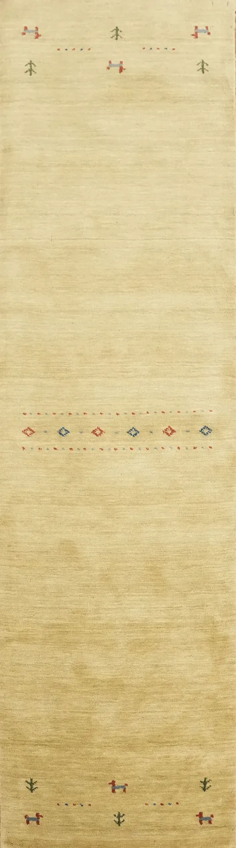 Soft Beige Runner Rug with Elegant Jewel Patterns 3'x10'