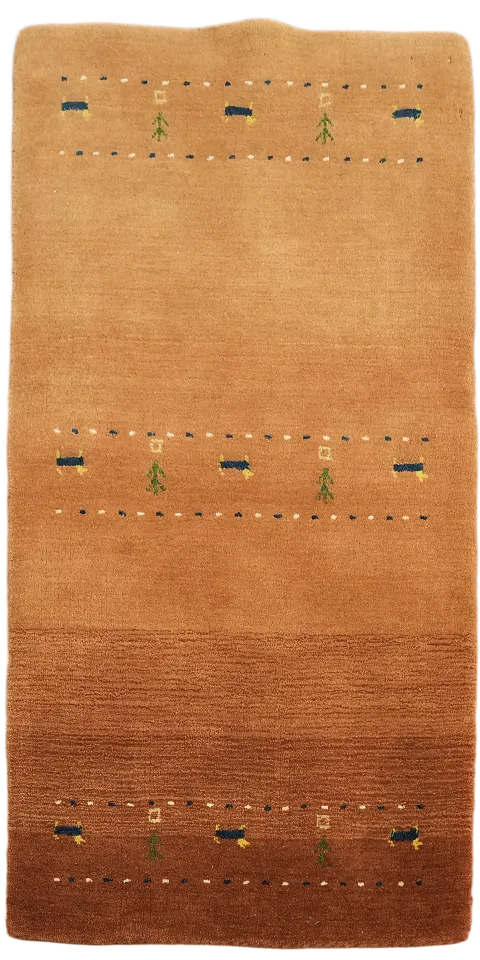Elegant Earth-Tone Gabbeh Foyer Rug 2'x4'