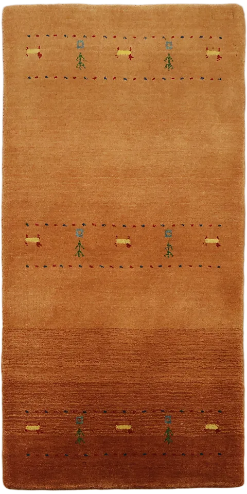 Contemporary earth-tone Gabbeh Rug with subtle tribal motifs 2'x4'