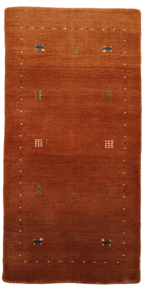 Wool Handmade Orange Rug with Subtle Geometric Patterns 2'x4'