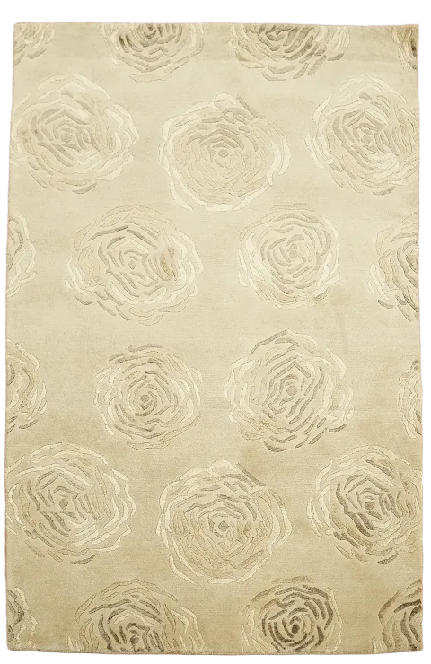 Classy Beige Nepalese Rug with Elegant Floral Design for Living Spaces 4'x6'