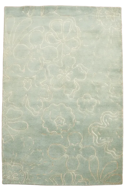 Nepalese Abstract Floral Wool Rug 4x6