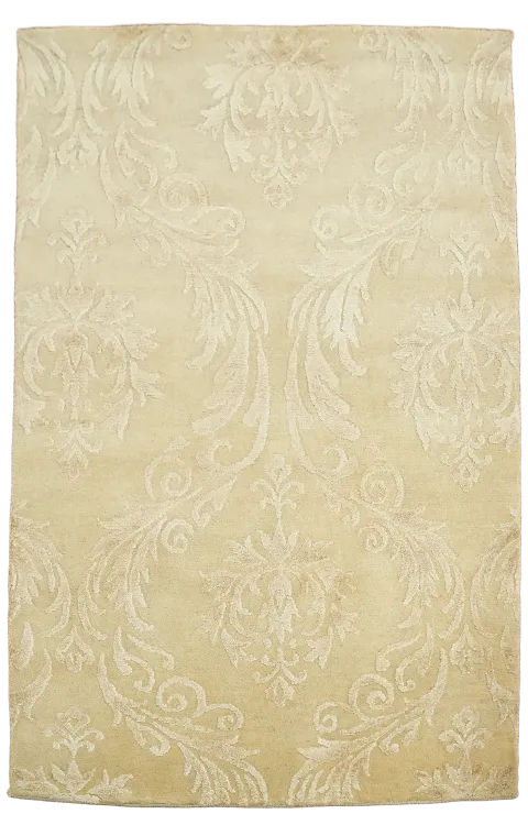 Hand-Knotted Nepalese Cream Rug 4x6