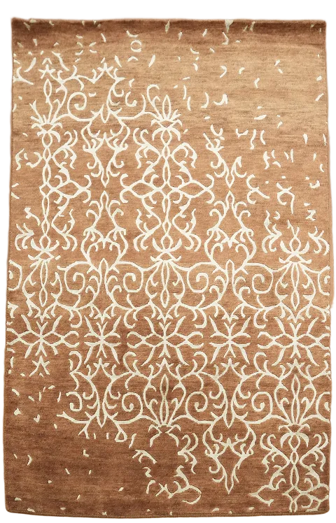 4x6 Contemporary Nepalese Brown Wool Rug