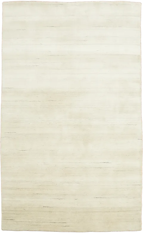 Solid Ivory Gabbeh Contemporary Hand-Knotted Area Rug 5'x8'