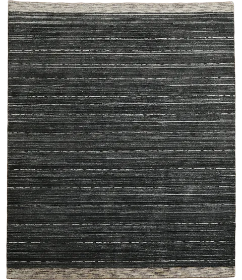 Charcoal and Gray Striped Gabbeh Square Rug Perfect for Modern Spaces 8'x8'