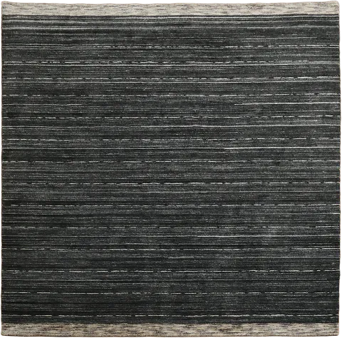 Charcoal and Gray Striped Gabbeh Square Rug Perfect for Modern Spaces 8'x8'
