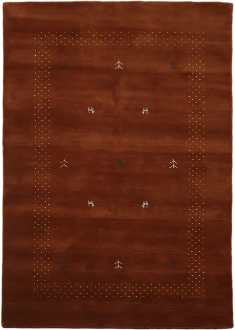 Deep Dark Rust Brown Gabbeh Area Rug with Minimalist Design 6'x8'