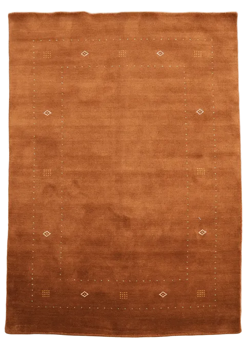 Modern Minimalist Rust Gabbeh Rug in Earthy Tones with Delicate Geometric Details 6x8 ft